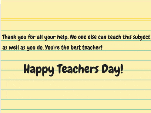 a yellow notepad with the words happy teachers day on it