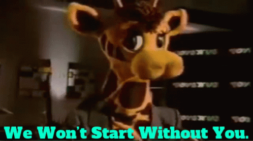 Toys R Us Geoffrey The Giraffe GIF - Toys R Us Geoffrey The Giraffe We Wont Start Without You GIFs