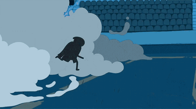 a cartoon of a person falling into a pool