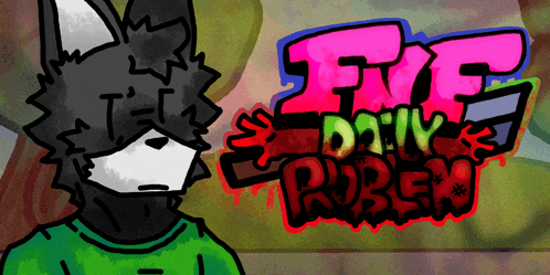 a drawing of a furry character with the words fnf daily ruben