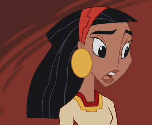 a cartoon of a woman with a red headband and yellow earrings
