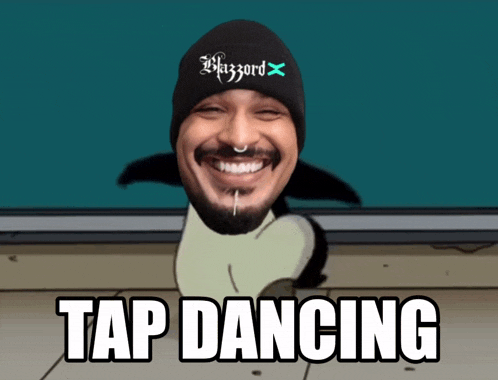 a cartoon of a man wearing a beanie that says bizzard