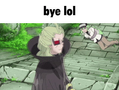 a picture of a cartoon character with the words bye lol below it
