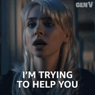 a woman says i 'm trying to help you with her mouth wide open