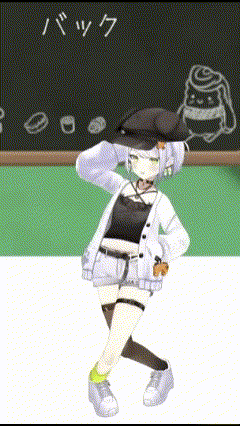 a cartoon girl is standing in front of a blackboard with chinese writing on it