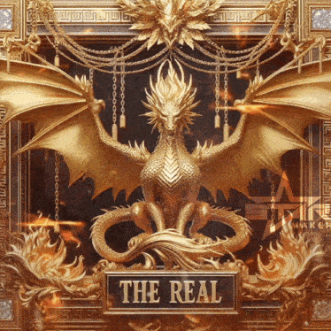 a statue of a dragon with the word the real on the bottom