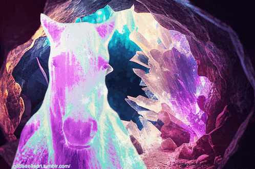 a painting of a horse in a cave with a tumblr.com link under it