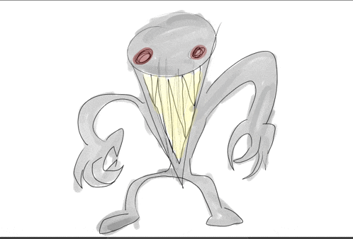 a drawing of a monster with a long mouth