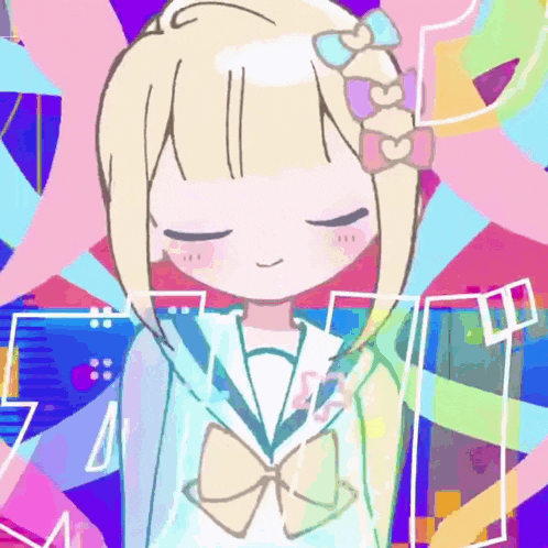 a cartoon girl with blonde hair and a bow in her hair