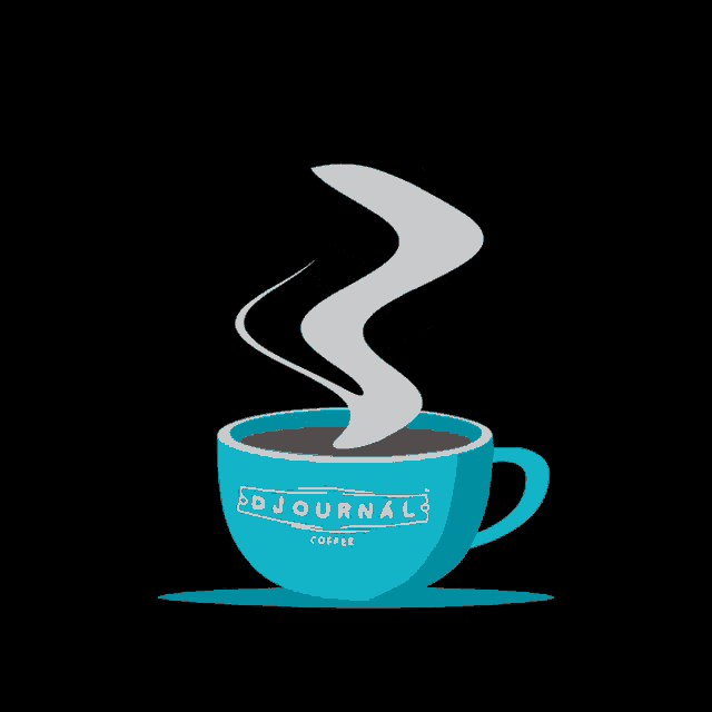 a cup of coffee that says djournals coffee on it