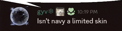 a speech bubble that says gyv isn t navy a limited skin