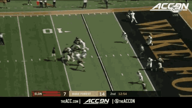 a football game between wake forest and elon is being shown on accon