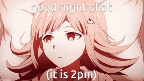 a picture of a girl with the words " good night chat " on it