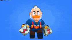 a cartoon character with an orange beard and a blue shirt