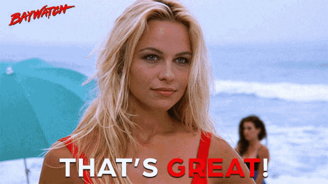 a picture of a woman with the words that 's great on the bottom