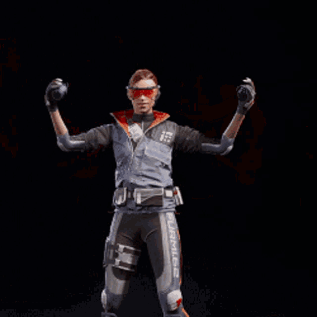 a man in a futuristic outfit is standing in front of a heart shaped smoke ring