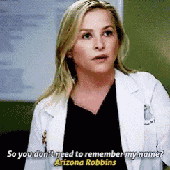 a woman in a lab coat is talking to another woman and says `` so you don t need to remember my name ? ''