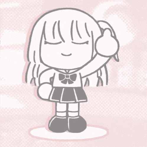 a black and white drawing of a girl laughing with her mouth open