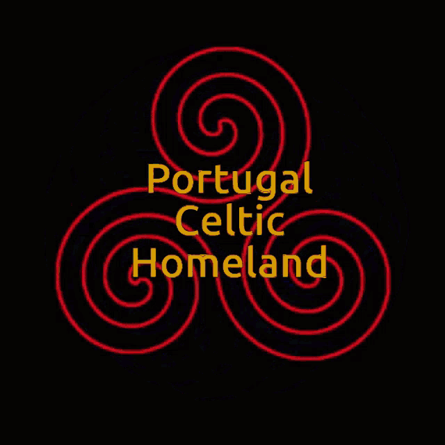 a sign that says portugal celtic homeland with a spiral design