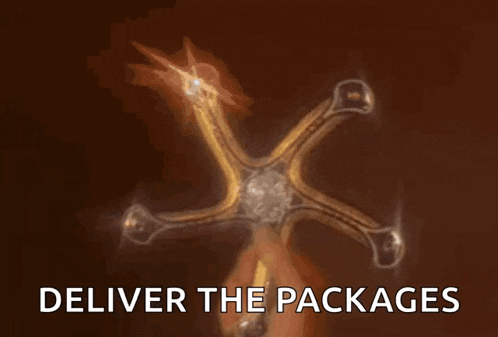 a picture of a cross with the words deliver the packages written below it