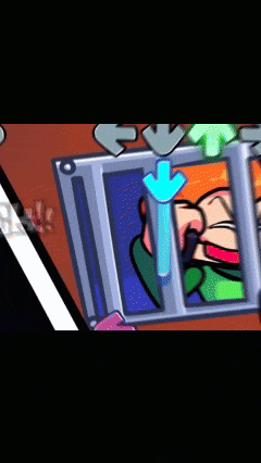 a cartoon character is behind bars with an arrow pointing to the left
