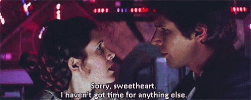 a man and a woman are looking at each other and the woman says sorry sweetheart