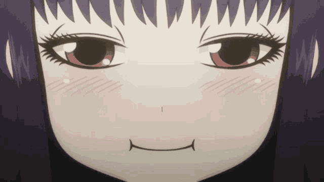 a close up of a girl 's face with a smile