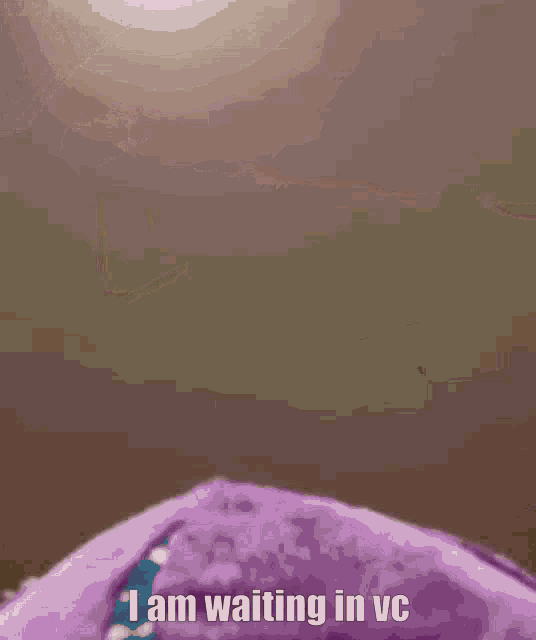 a cartoon character with purple hair is waiting in vc .