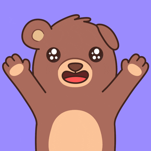 a cartoon drawing of a teddy bear with its arms up