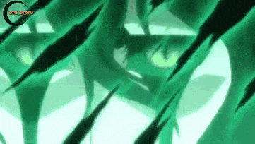 a close up of a person 's face with a green background