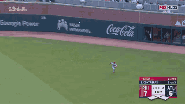 a baseball game is being shown on fox nlds and the score is 7 to 6