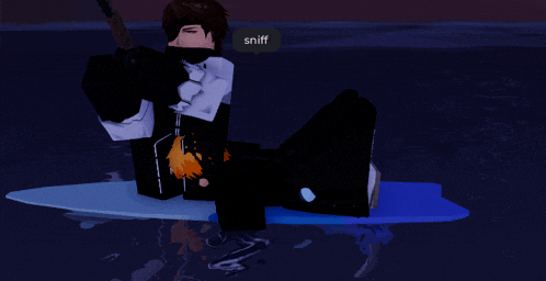 a person laying on a surfboard with a sniff sticker