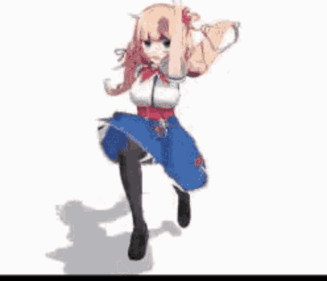 a cartoon girl is dancing in a video .