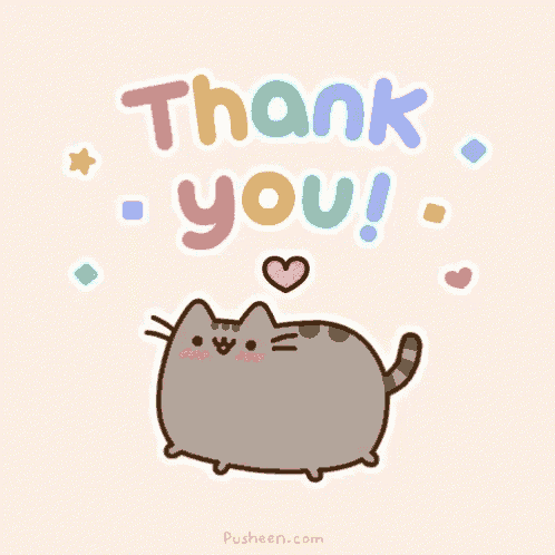 a cat with a heart and the words thank you