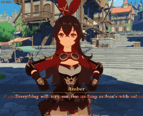 a video game character named amber talks to someone