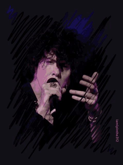 a drawing of a man singing into a microphone with the year 2012