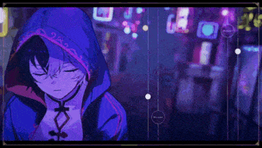 a girl in a blue hoodie is standing in a dark alleyway