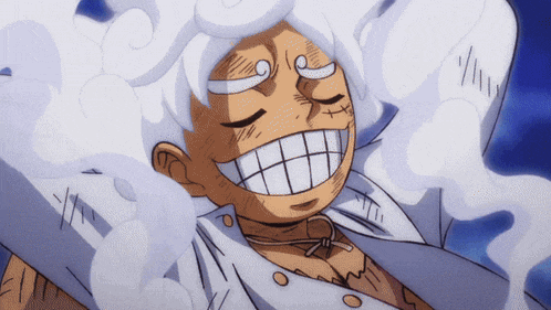 a close up of a cartoon character with white hair