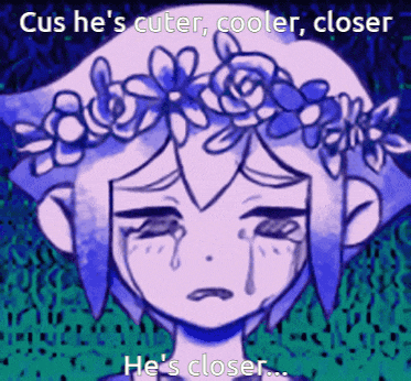 a drawing of a girl with a flower crown on her head is crying