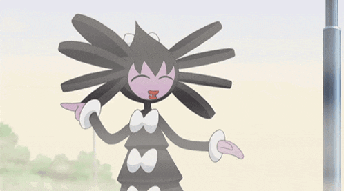 a cartoon drawing of a girl with a purple and black outfit