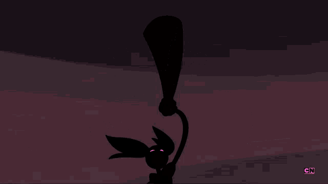 a cartoon character is standing on a pink surface with cn on the bottom