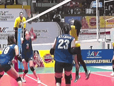 a volleyball player with the number 23 on their jersey