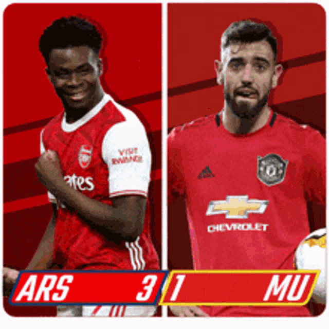 two soccer players are standing next to each other with ars 31 mu written on the bottom