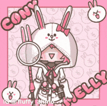 a cartoon drawing of a girl in a bunny costume with the name jelly on the bottom