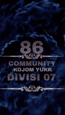 a poster that says 86 community kojom yukk divis 07