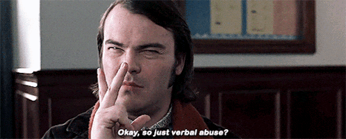 a man is holding his nose and asking okay so just verbal abuse .