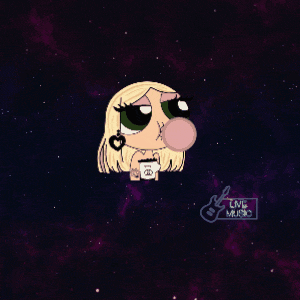 a cartoon girl blowing a bubble with the name kukis corazo on it