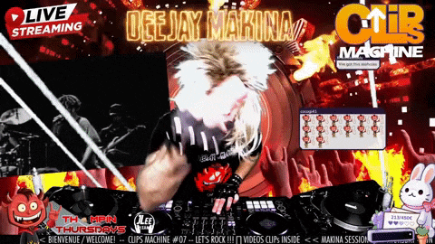 a poster for deejay makina shows a man playing a dj set