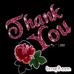 a picture of a red rose and the words thank you on a black background