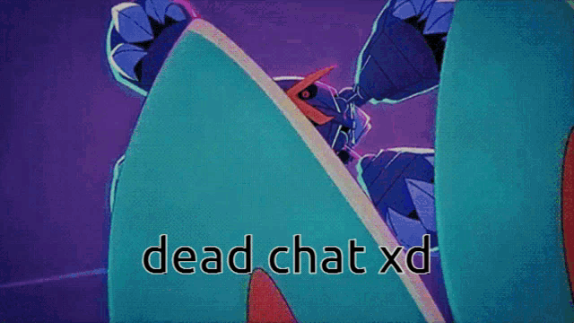 a cartoon of a man with green hair and the words dead chat xd below him